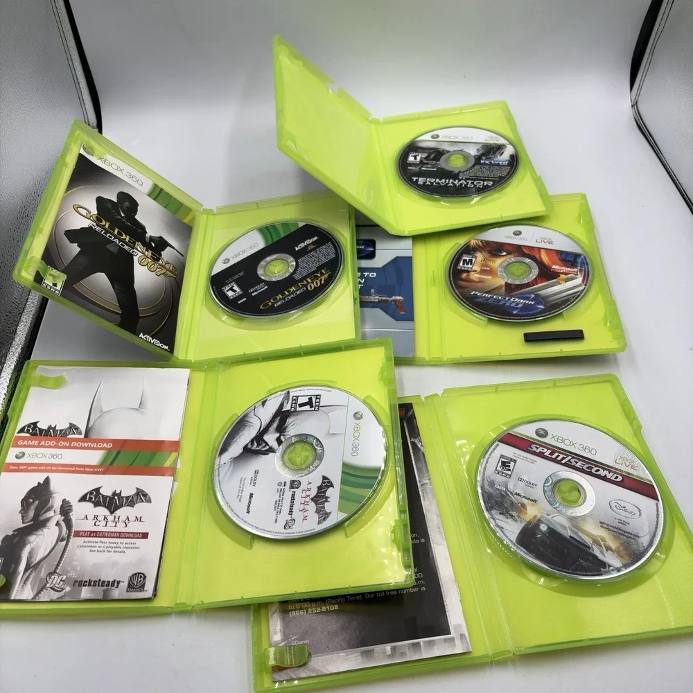 Xbox 360 5 Games Perfect Dark Golden Eye Terminator Arkham City Split Second